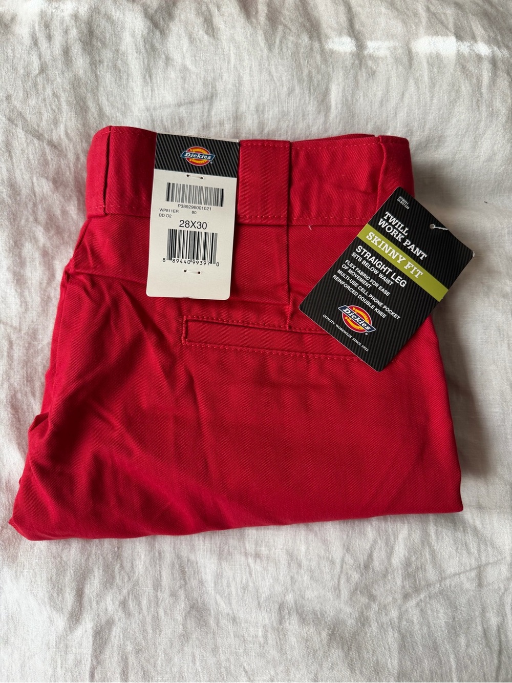 Dickies Men’s Red Slim Straight Chinos